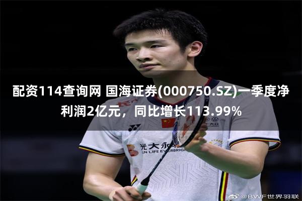 配资114查询网 国海证券(000750.SZ)一季度净利润2亿元，同比增长113.99%